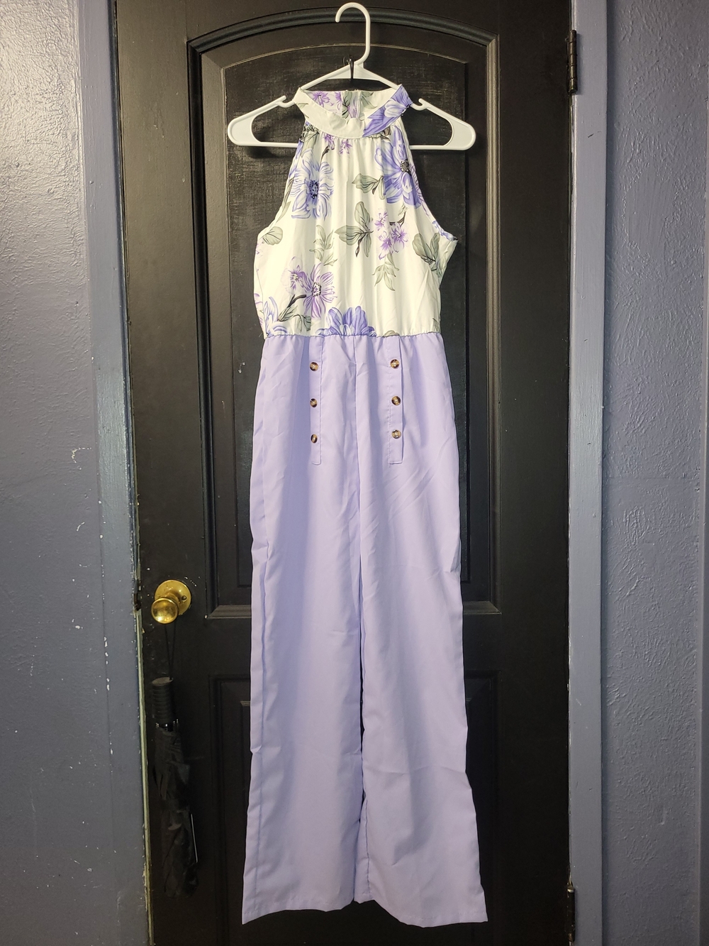 Floral Halter Neck Lavender Jumpsuit